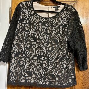 H&M Black Lace Overlay Blouse